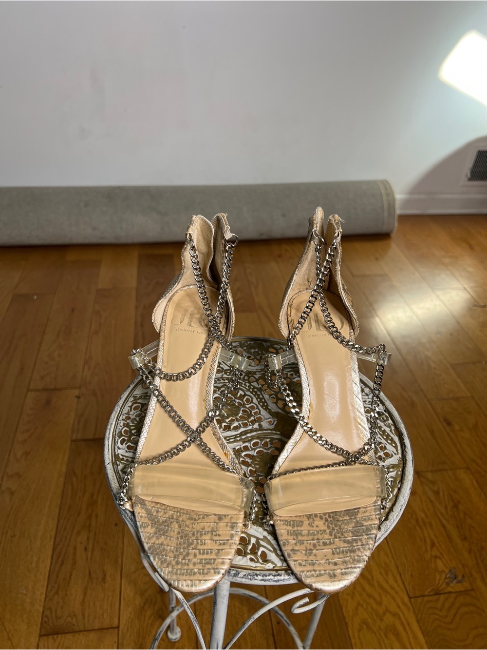 J.lo Nude Chain-Strap Women's Heeled Sandals